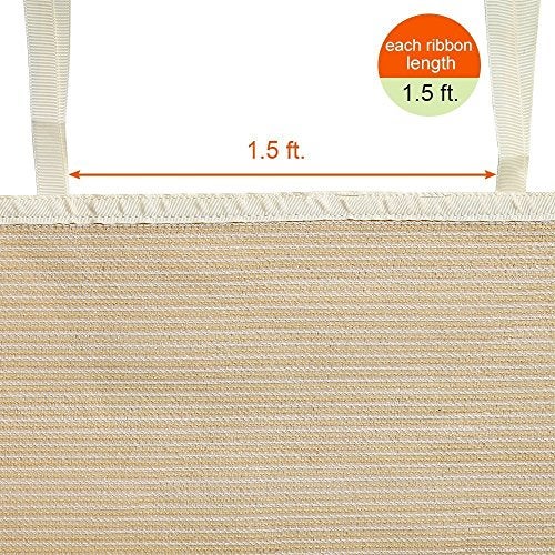 Shatex Shade Panel 10' x 10' Block 90% of Sunlight with Ready-tie up Ribbon for Pergola Gazebo Porch, Wheat - Image 2