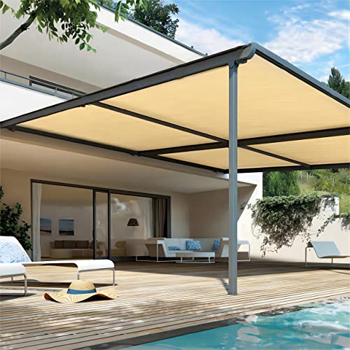 Shatex Shade Panel 10' x 10' Block 90% of Sunlight with Ready-tie up Ribbon for Pergola Gazebo Porch, Wheat - Image 5