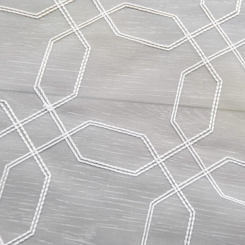PHILEASY Window Art Three-Dimensional Embroider Heptagon Sheer Curtains 63 Inches Length 52 Inche Width 2 Panels Sheer Curtain Transparent Basic Rod Pocket for Bedroom Living Room Children Room - Image 1