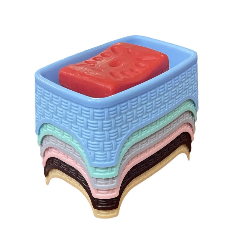 c s m CSM Plastic Soap Case Soap Dish Soap Holder For Bathroom Kitchen Sink - Set Of 6,Blue - Image 1
