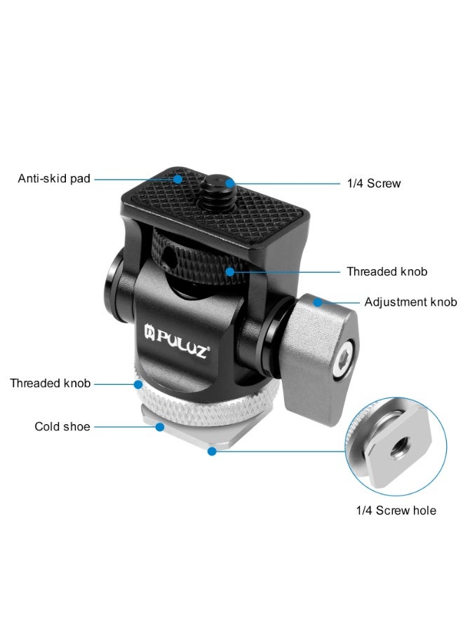 PULUZ PULUZ Mini 180 Degree Swing Tripod Ball Head Cold Shoe Mount Adapter(Silvery)  - Image 3