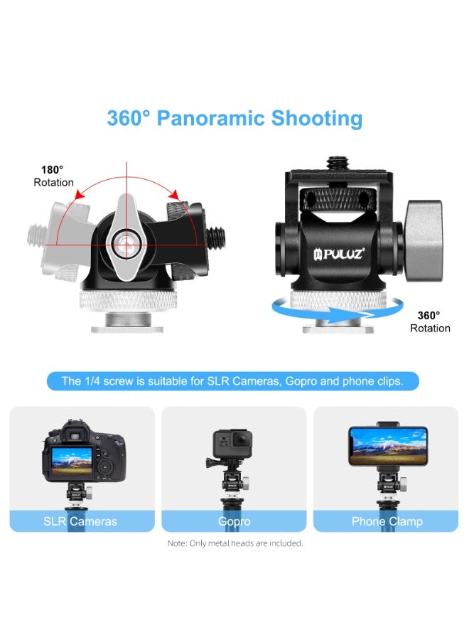 PULUZ PULUZ Mini 180 Degree Swing Tripod Ball Head Cold Shoe Mount Adapter(Silvery)  - Image 4