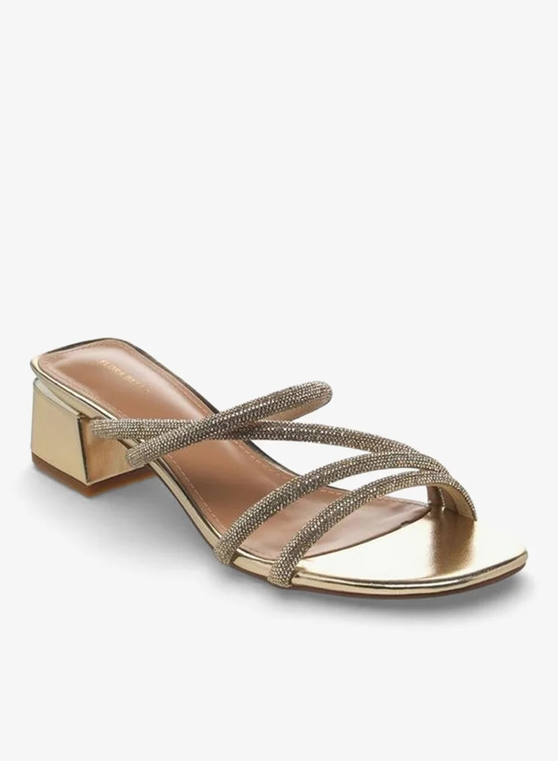 Flora Bella By Shoexpress ROSE GOLD Flora Bella Women Embellished Strap Block Heel Sandals for Women | Best Price UAE