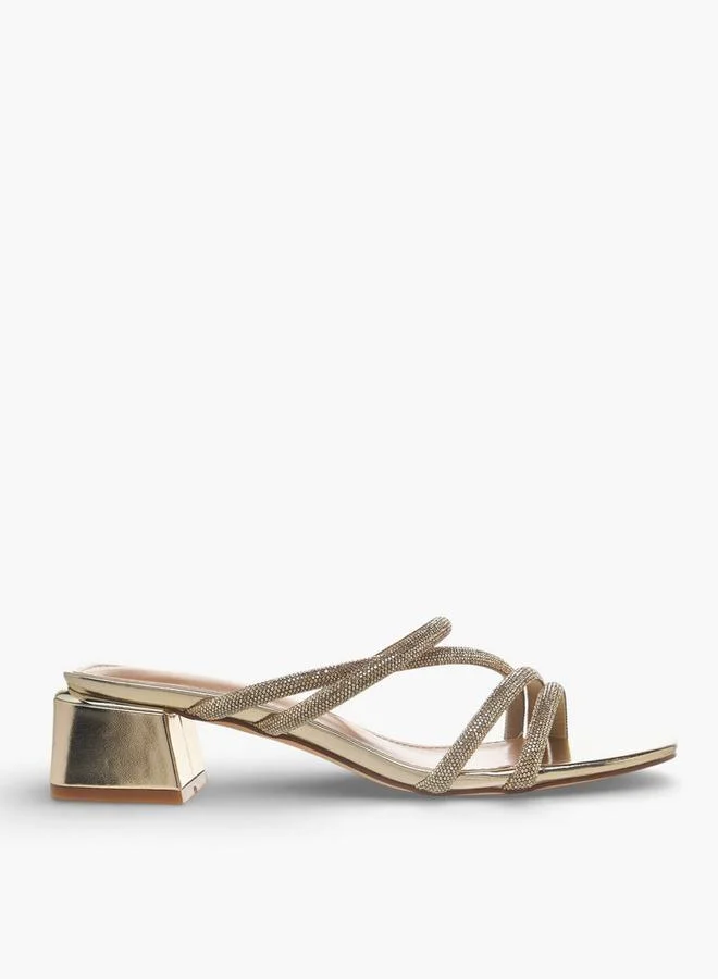 Flora Bella By Shoexpress ROSE GOLD Flora Bella Women Embellished Strap Block Heel Sandals for Women | Best Price UAE