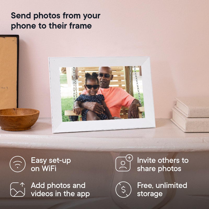 Aura Carver WiFi Digital Picture Frame | The Best Digital Frame for Gifting | Send Photos from Your Phone | Quick, Easy Setup in Aura App | Free Unlimited Storage | Sea Salt - Image 2