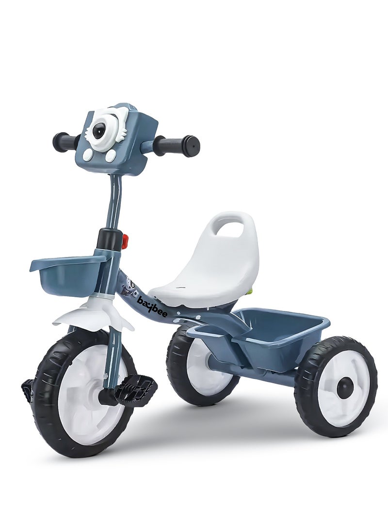 بيبي دراجة ثلاثية العجلات للأطفال من روليتو، دراجة ذكية قابلة للتوصيل والتشغيل، مزودة بسلال تخزين أمامية وخلفية، دراجة ثلاثية العجلات بثلاث عجلات، دراجة ثلاثية العجلات للأطفال من عمر سنتين إلى خمس سنوات، لون أزرق - Image 1