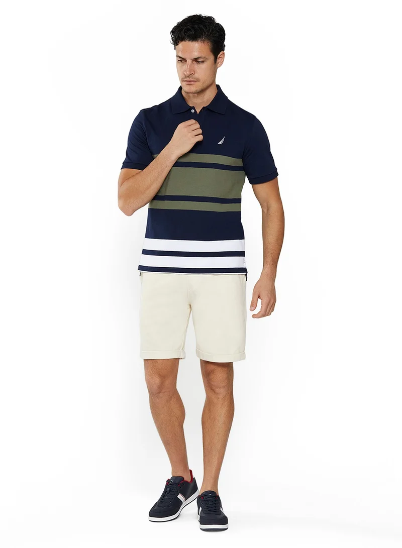 NAUTICA Contrast Striped Regular Fit Premium Cotton Polo Shirt