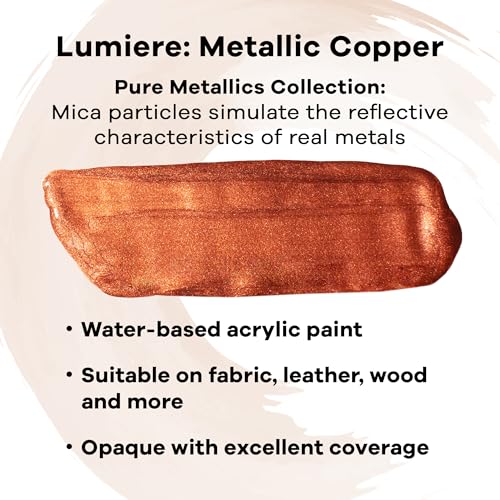 Jacquard Lumiere 2.25oz Fabric Paint Metallic Copper - Metallic Paint for Fabric, Leather, Canvas, Paper and Wood - Light-bodied Metallic Acrylic Paint - Lightfast & Vibrant Metallic Acrylic Paints - Image 2