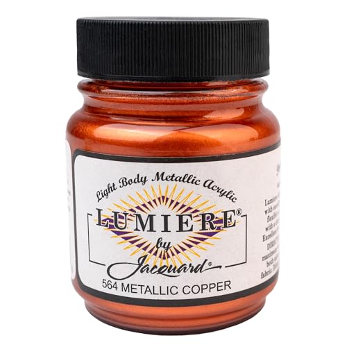 Jacquard Lumiere 2.25oz Fabric Paint Metallic Copper - Metallic Paint for Fabric, Leather, Canvas, Paper and Wood - Light-bodied Metallic Acrylic Paint - Lightfast & Vibrant Metallic Acrylic Paints - Image 1