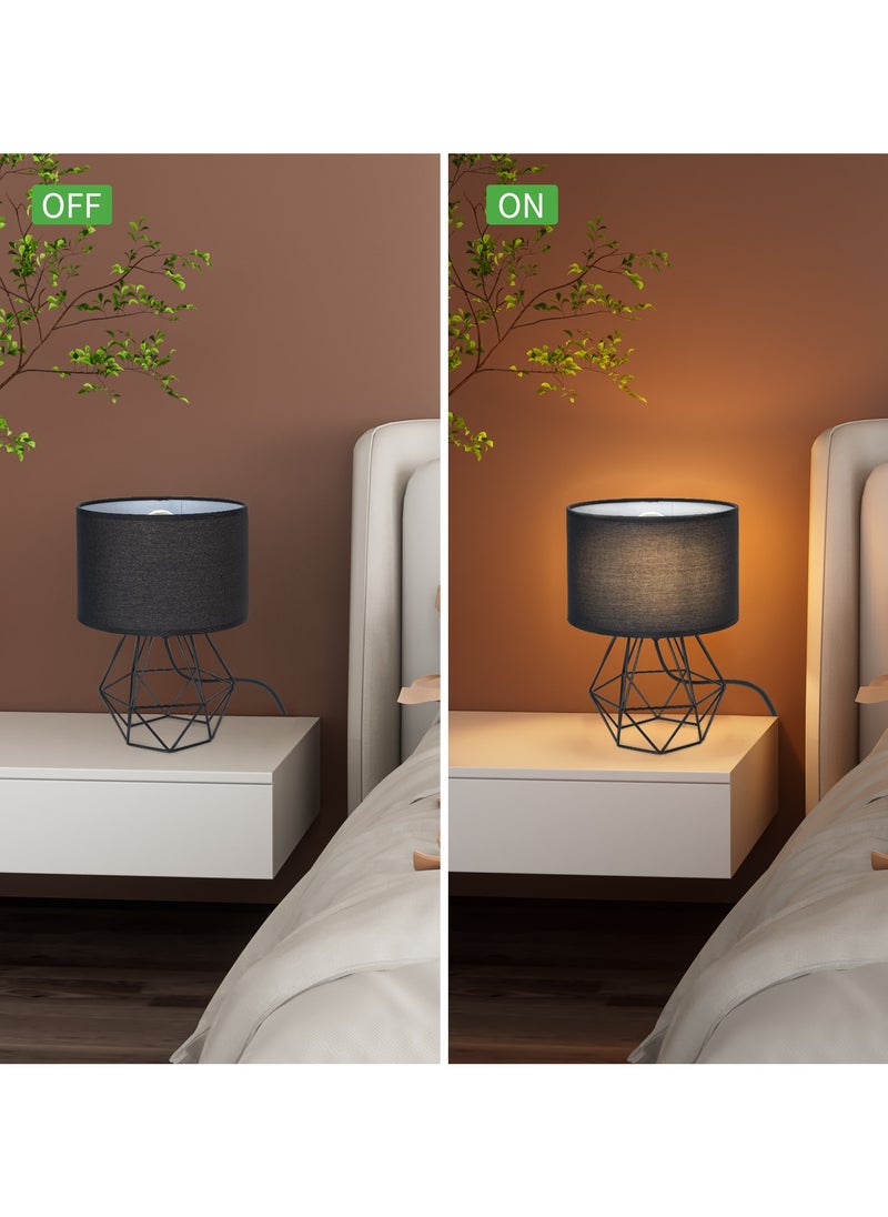 Bolivia's - Geometric Table Lamp, with Fabric Shade and Hollowed Out Base, Desk Lamp - 3 Color Temperature Adjustment - Image 1