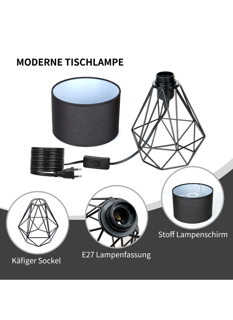 Bolivia's - Geometric Table Lamp, with Fabric Shade and Hollowed Out Base, Desk Lamp - 3 Color Temperature Adjustment - Image 1
