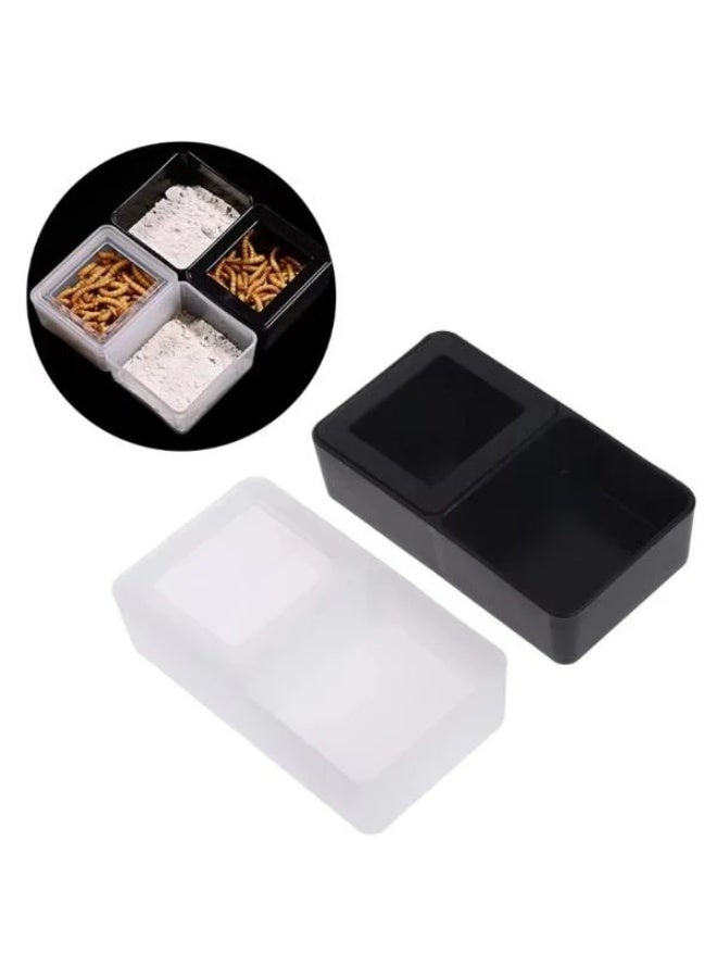 صندوق تغذية بي آند كيه 2 في 1 صغير من البلاستيك لطعام الزواحف والديدان - أسود - Image 1