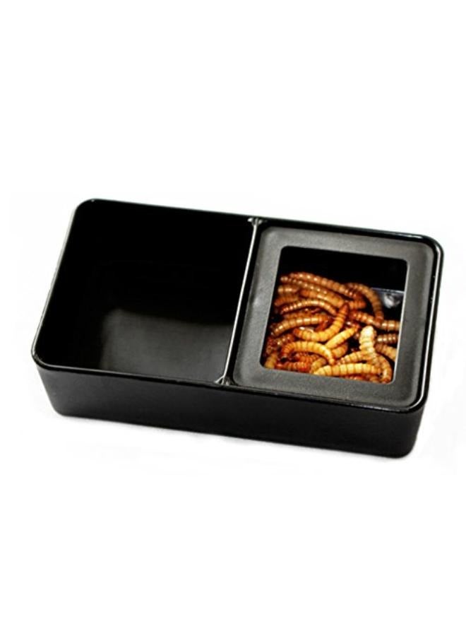 Generic B&K Feeding Box 2 in 1 Mini Plastic Reptile Food and Worm Dish Feeding – Black - Image 1