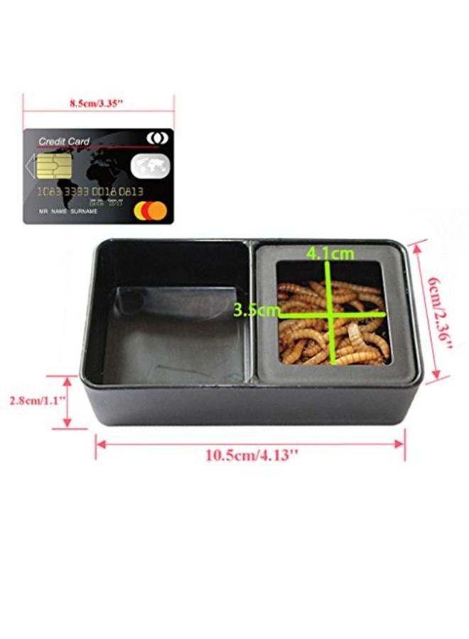 Generic B&K Feeding Box 2 in 1 Mini Plastic Reptile Food and Worm Dish Feeding – Black - Image 5