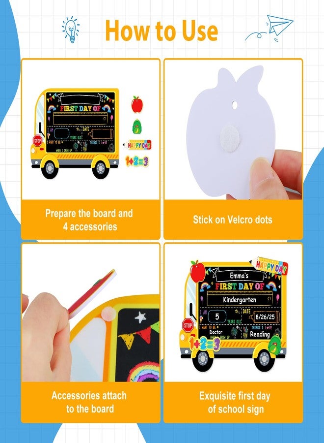 D4DREAM First Day of School Board - 14''x10.5'' Double-Sided Bus 1st First and Last Day of Preschool Pre-K Chalkboard Sign Reusable Back to School Sign Photo Prop Gift for Kids Son Daughter - Image 4