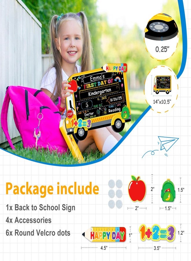 D4DREAM First Day of School Board - 14''x10.5'' Double-Sided Bus 1st First and Last Day of Preschool Pre-K Chalkboard Sign Reusable Back to School Sign Photo Prop Gift for Kids Son Daughter - Image 3