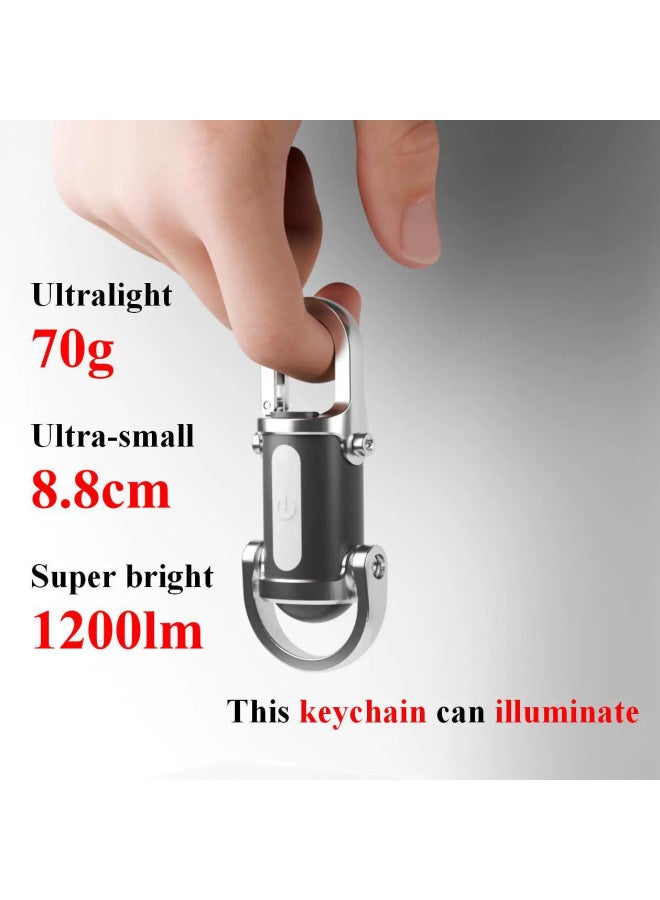 Cross-border New Keychain Strong Light Type-c Charging Multi-functional Red Blue White COB Flashlight