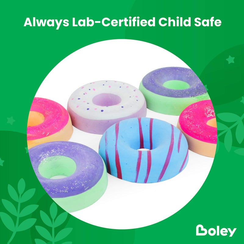 Boley Jumbo Sidewalk Chalk Set for Kids - 6 Pack Washable, Multi-Color Donut Chalks for Outdoor Play, Driveways, Pavements - Large Chalk Toys for Creative Arts, Street Art, Education - Image 4