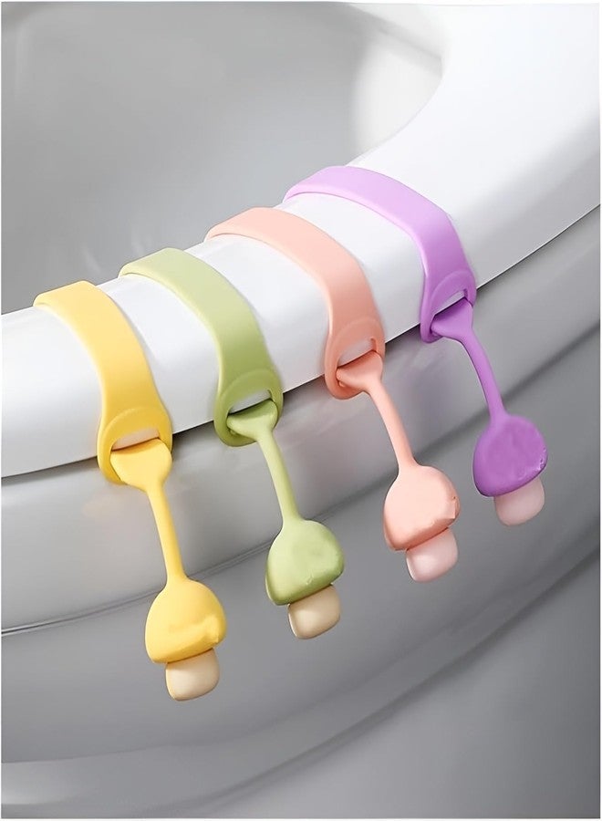 GONIPIMI 2Pcs Toilet Seat Lifter For Bathroom Accessories | Toilet Seat Cover Sport Lifter Clip | Silicone Toilet Seat Cover Lifter | Self-Adhesive Toilet Seat Holder (Multicolor)-DHC10 - Image 5