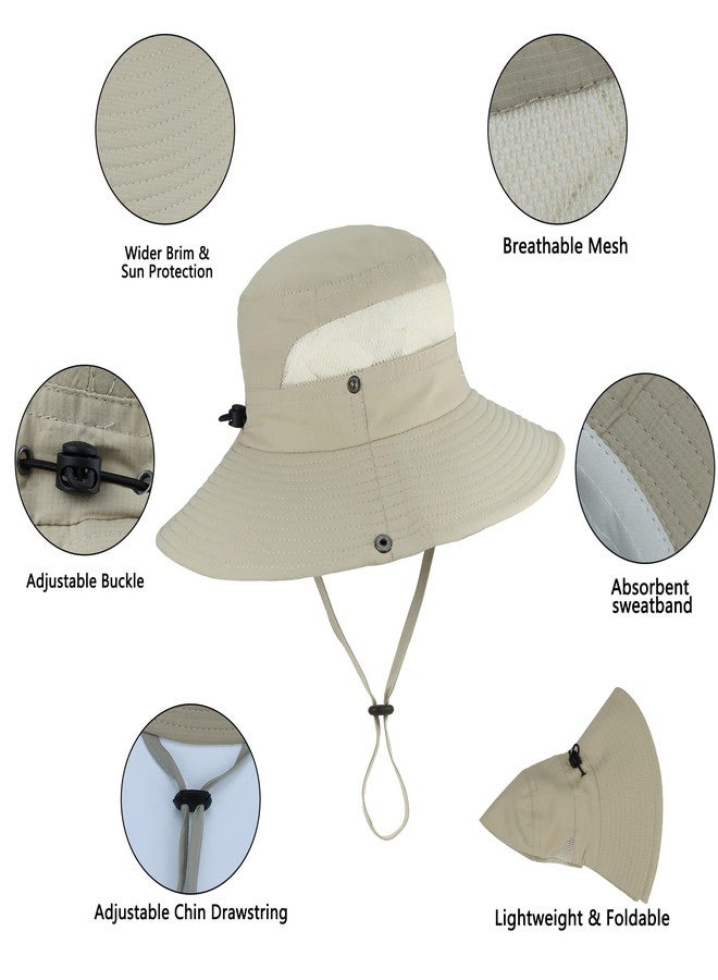 UTOWO Outdoor Sun Hat Bucket Hats for Women Sun Protection Mesh Quick-Dry Cap UPF 50+ (Adjustable Size) Beige - Image 5