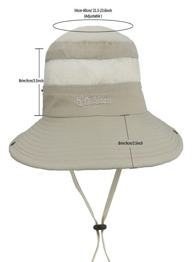 UTOWO Outdoor Sun Hat Bucket Hats for Women Sun Protection Mesh Quick-Dry Cap UPF 50+ (Adjustable Size) Beige - Image 3