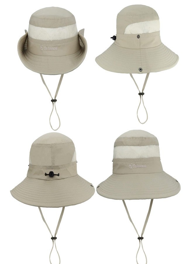 UTOWO Outdoor Sun Hat Bucket Hats for Women Sun Protection Mesh Quick-Dry Cap UPF 50+ (Adjustable Size) Beige - Image 4