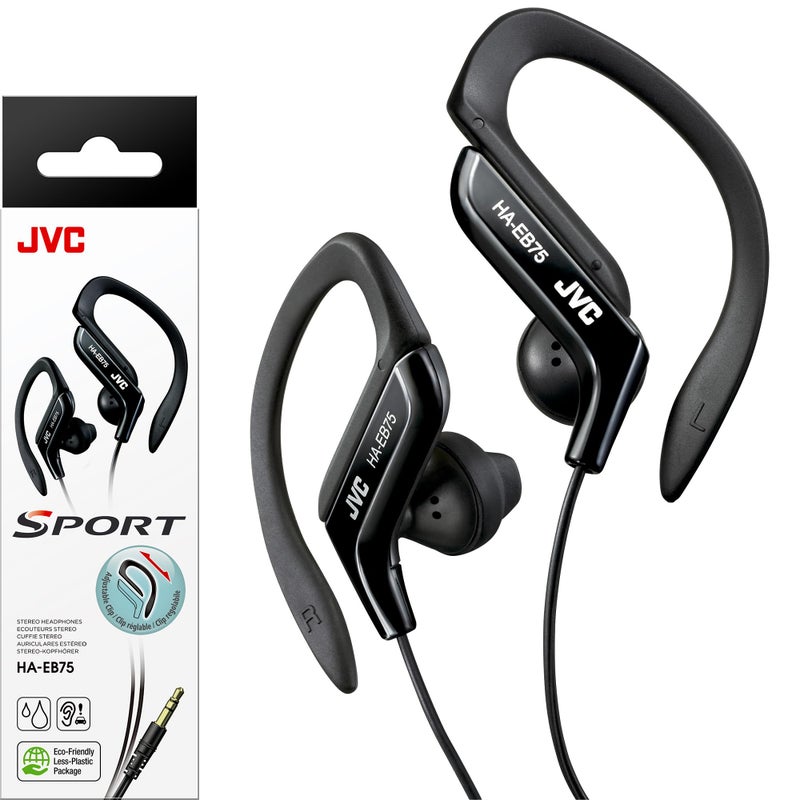 JVC HAEB75B Sports Clip Headphone (Black) - Image 1