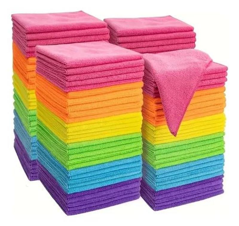 Microfiber Cleaning Cloth 25x25 Cm Mixed Colors 20-Pack Ultra-Soft Material Lifts Dust - Reusable Design for Home Furniture Cleaning - Image 2