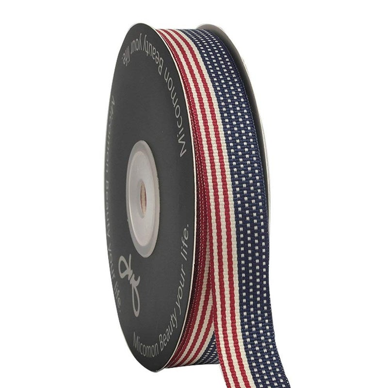 Micomon 58 American Flag Stripes Printed Polyester Grosgrain Ribbons15Yards Per Spool DIY 4th of July Independance Day Decoration