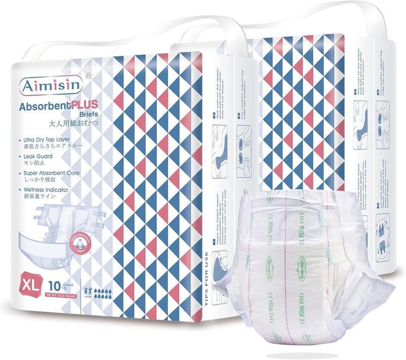 Adult Super Absorbency Diaper, X-Large (48"-63") - 20 Count, Incontinence Diapers with Tabs for Bladder Leakage Protection