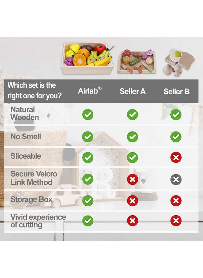 Airlab Wooden Play Food For Kids Kitchen Cutting Fruits Toys For Toddlers Pretend Vegetables Gift For Boys Girls Educational Toys - Image 5