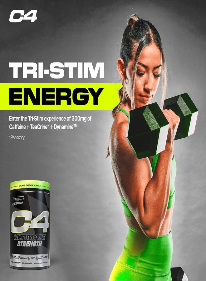 C4 Cellucor C4 Ultimate Strength Pre Workout Powder - Tri-Stim Experience 300mg Caffeine+TeaCrine+Dynamine - Creatine & Beta-Alanine - Energy Supplement for Men & Women - Sour Green Apple, 20 Servings - Image 4