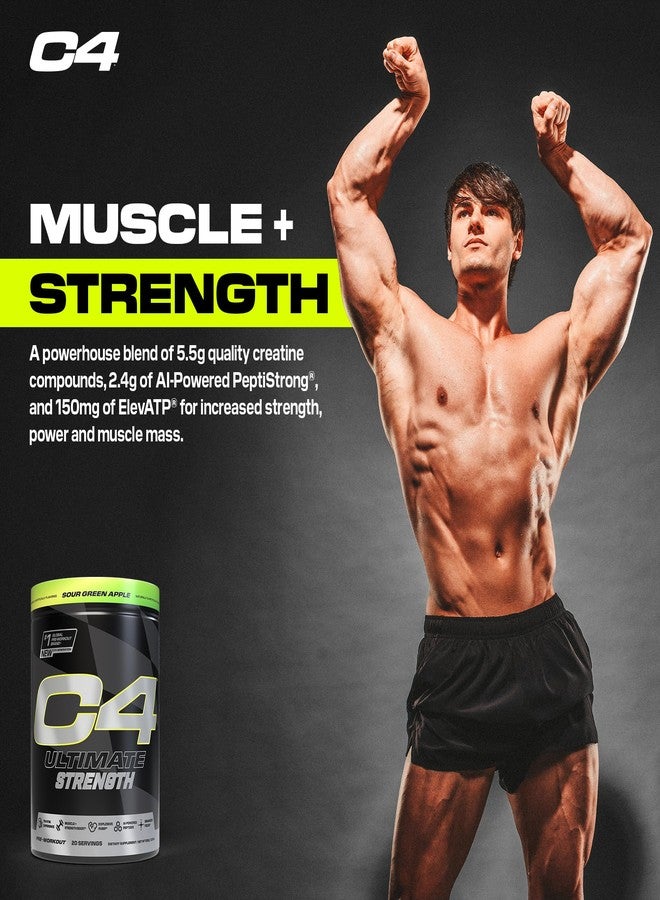 C4 Cellucor C4 Ultimate Strength Pre Workout Powder - Tri-Stim Experience 300mg Caffeine+TeaCrine+Dynamine - Creatine & Beta-Alanine - Energy Supplement for Men & Women - Sour Green Apple, 20 Servings - Image 5
