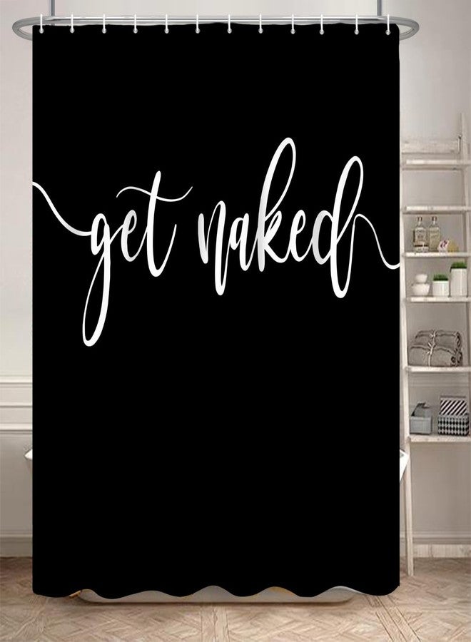 Umpoo Get Naked Bathroom Shower Curtain Abstract Pure Black Fabric Solid Color Shower Curtain Modern Minimalist Polyester Waterproof Home Decor Bath Shower Curtain with Hooks, 72x72 Inch - Image 3