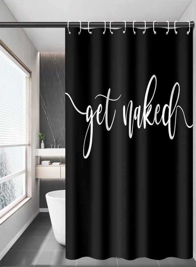 Umpoo Get Naked Bathroom Shower Curtain Abstract Pure Black Fabric Solid Color Shower Curtain Modern Minimalist Polyester Waterproof Home Decor Bath Shower Curtain with Hooks, 72x72 Inch - Image 4