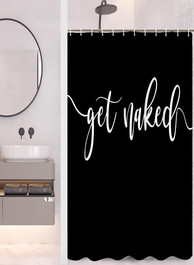 Umpoo Get Naked Bathroom Shower Curtain Abstract Pure Black Fabric Solid Color Shower Curtain Modern Minimalist Polyester Waterproof Home Decor Bath Shower Curtain with Hooks, 72x72 Inch - Image 2