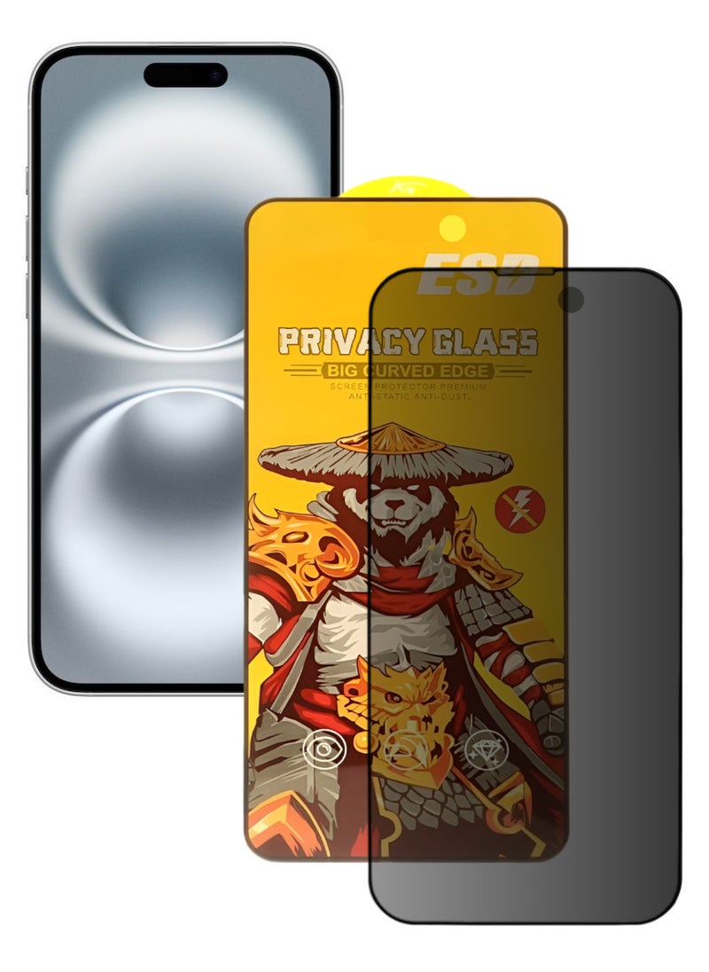 ESD Tempered Dustproof Privacy Glass Screen Protector Compatible For iPhone 16 - Image 1