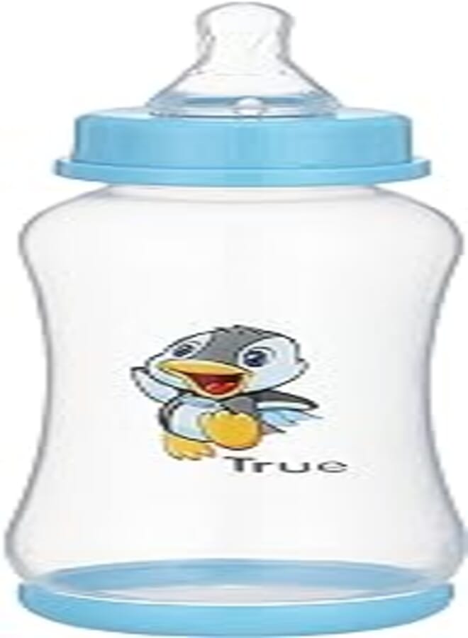 True Standard Penguin Printed Feeding Bottle, blue - 240 ml 