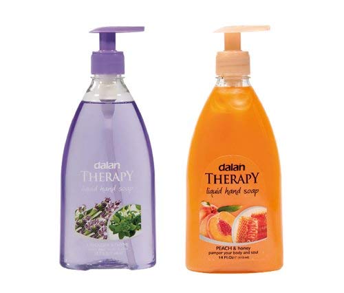 Dalan Combo Pack of 2 Exotic International Fragrances in HandwashLiquid Soap LAVENDER  THYME 400 ml  PEACH  HONEY 400 ml