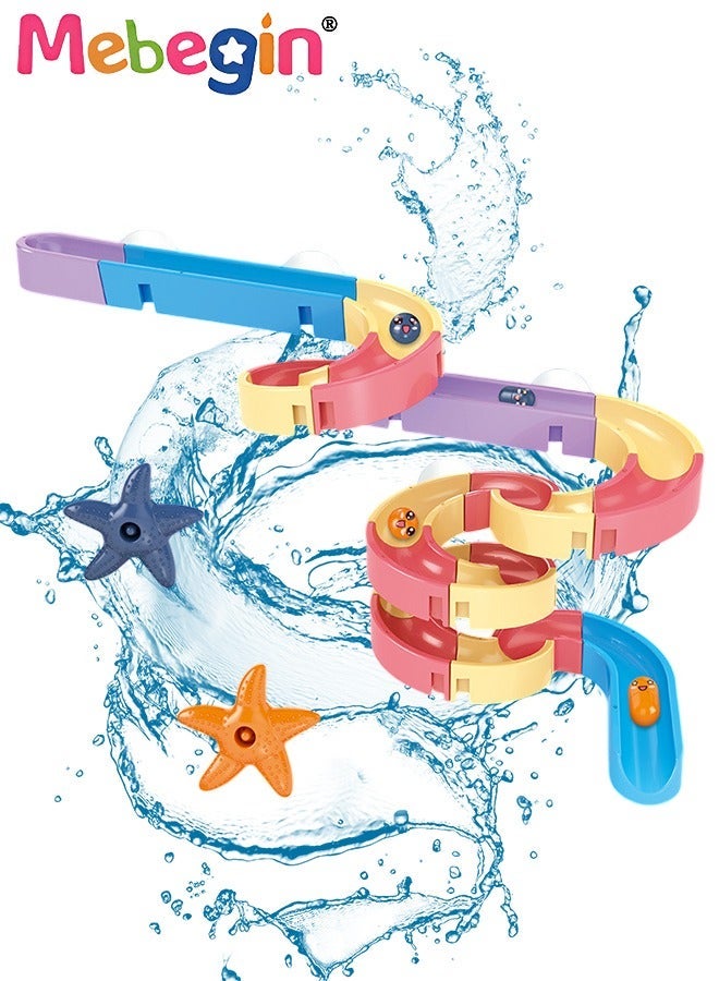 MEBEGIN 78 Pcs Baby Bath Toys, Colorful Slide Shower Toy, DIY Slideway Toy Set with Powerful Suction Cups, Educational Sliding Track Water Toys, Creative Fun Bath Track Game, Perfect Gift for Kids - Image 3