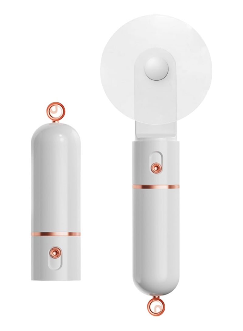 Portable Handheld Fan, Mini Fan USB Rechargeable, 3 Speed Personal Small Pocket Fan, Battery Operated Fan with Power Bank, Travel Hand Fan for Girl Women Outdoor (White) - Image 1