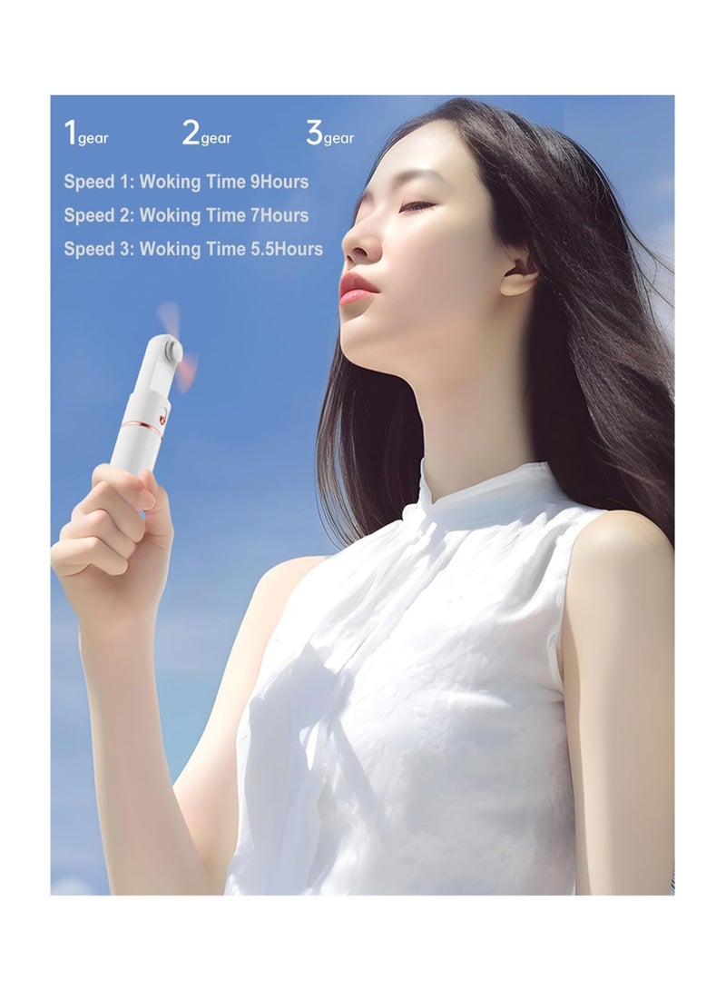 Portable Handheld Fan, Mini Fan USB Rechargeable, 3 Speed Personal Small Pocket Fan, Battery Operated Fan with Power Bank, Travel Hand Fan for Girl Women Outdoor (White) - Image 2