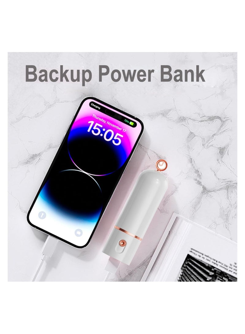 Portable Handheld Fan, Mini Fan USB Rechargeable, 3 Speed Personal Small Pocket Fan, Battery Operated Fan with Power Bank, Travel Hand Fan for Girl Women Outdoor (White) - Image 3