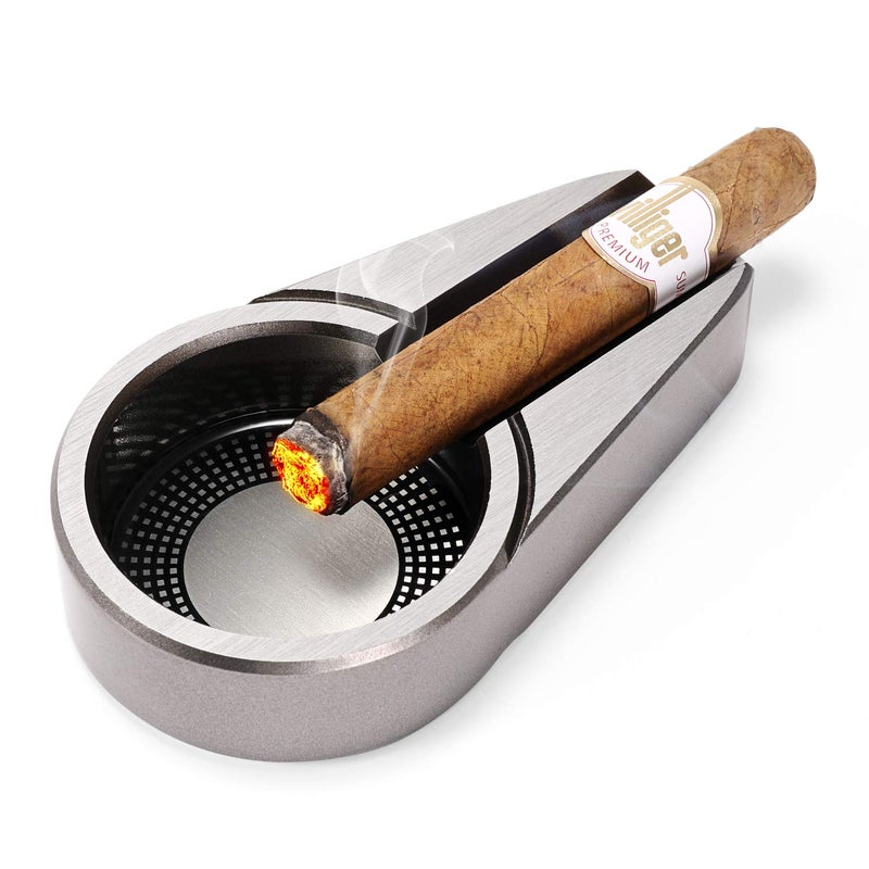 CiTree Cigar Travel Ashtray, Metal (Silver) - Image 2