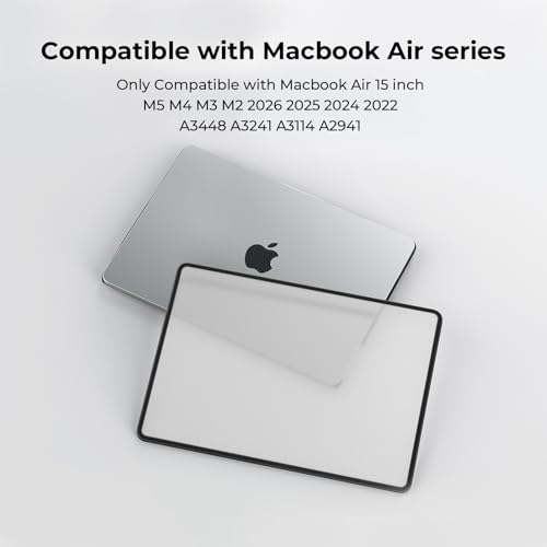 BlueSwan Hard Shell Case Compatible for Macbook Air 15 inch M5 2026 2025 2024 2023 M4 M3 M2, A3448 A3241 A3114 A2941,Laptop Cover Anti-Rupture Shockproof TPU Frame,Matte Anti-Fingerprint-Frosted Clear - Image 4