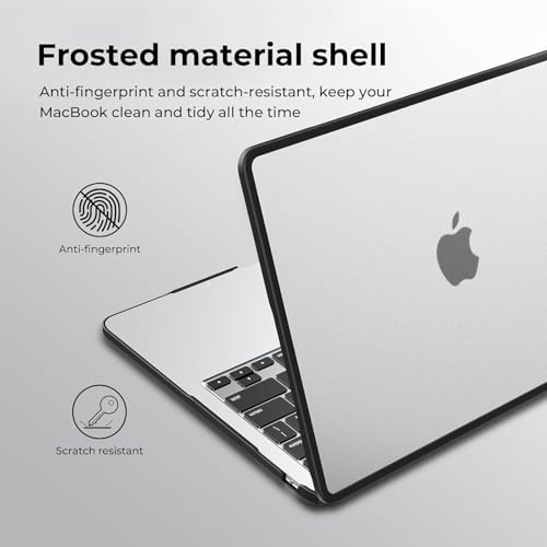 BlueSwan Hard Shell Case Compatible for Macbook Air 15 inch M5 2026 2025 2024 2023 M4 M3 M2, A3448 A3241 A3114 A2941,Laptop Cover Anti-Rupture Shockproof TPU Frame,Matte Anti-Fingerprint-Frosted Clear - Image 3