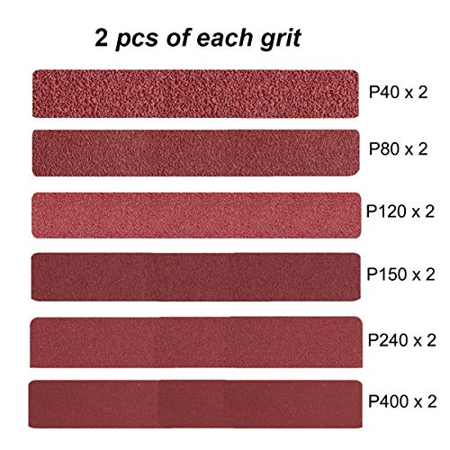 Aiyard 4 x 21 Inch Aluminum Oxide Sanding Belts, 2 Each of 40/80/120/150/240/400 Assorted Grits Abrasive Belts for Belt Sander, 12-Pack - Image 2