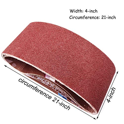 Aiyard 4 x 21 Inch Aluminum Oxide Sanding Belts, 2 Each of 40/80/120/150/240/400 Assorted Grits Abrasive Belts for Belt Sander, 12-Pack - Image 3