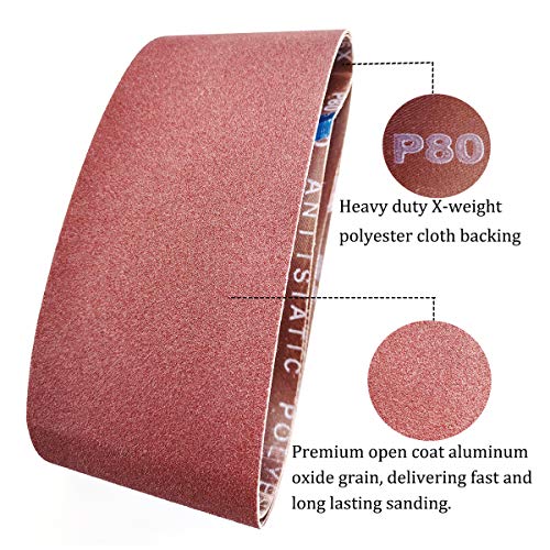 Aiyard 4 x 21 Inch Aluminum Oxide Sanding Belts, 2 Each of 40/80/120/150/240/400 Assorted Grits Abrasive Belts for Belt Sander, 12-Pack - Image 5