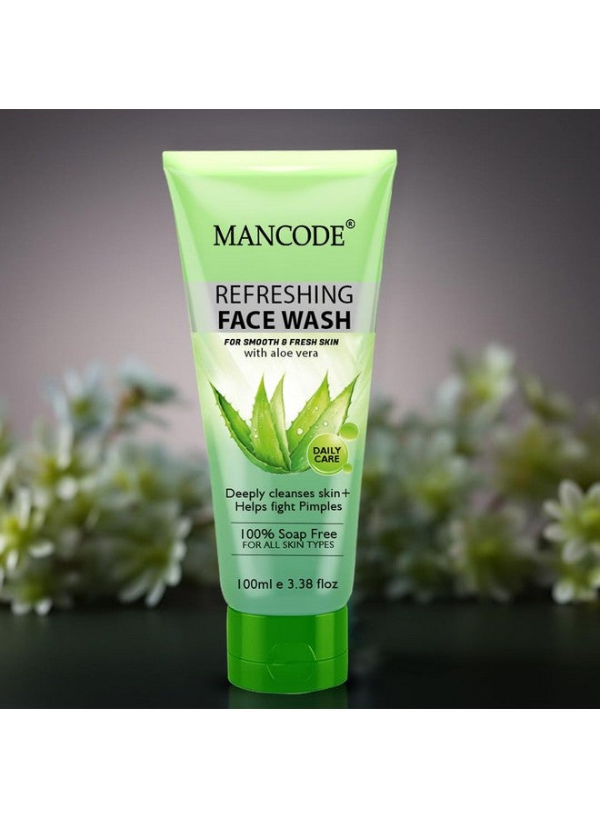 MAN CODE Mancode Refreshing Face Wash 100ml with Aloe Vera | Deep Cleansing & Pimple Fighting | Removes Dirt & Oil for Smooth, Fresh Skin | 100% Soap-Free Face Wash for Men & Women - Image 3